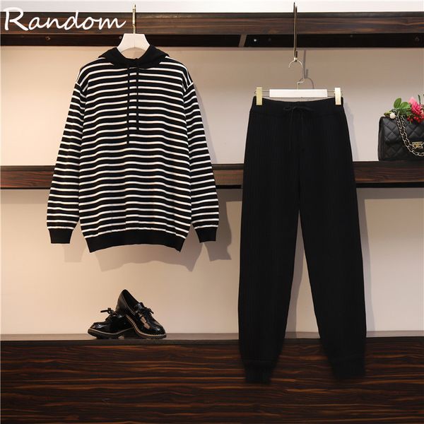 women's tracksuits plus size women kintted tracksuit hooded sweater and pant two piece set stripe sport suit winter black white outfts, Gray
women's tracksuits plus size women kintted tracksuit hooded sweater and pant two piece set stripe sport suit winter black white outfts, Gray
