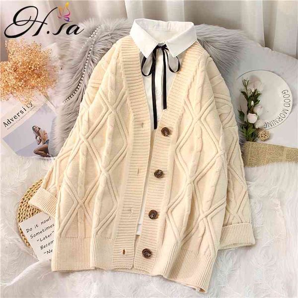 h.sa autumn winter women long and cardigans button up knitted jackets beige coat korean oversized twisted sweater female 210417, White;black
h.sa autumn winter women long and cardigans button up knitted jackets beige coat korean oversized twisted sweater female 210417, White;black