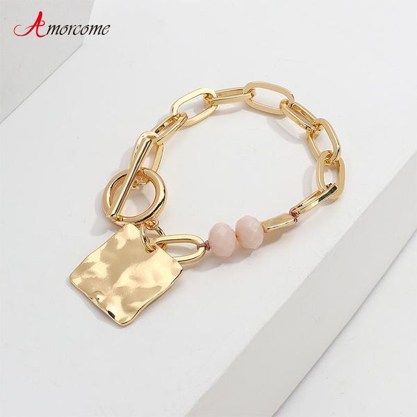 link, chain amorcome trendy punk hip hop bracelet for women men metal square charm wrist bracelets couple jewelry gift friends, Black
link, chain amorcome trendy punk hip hop bracelet for women men metal square charm wrist bracelets couple jewelry gift friends, Black