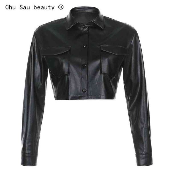street women vintage locomotive black short crop jackets autumn winter pu leather polo collar punk overcoats 210508, Black;brown
street women vintage locomotive black short crop jackets autumn winter pu leather polo collar punk overcoats 210508, Black;brown
