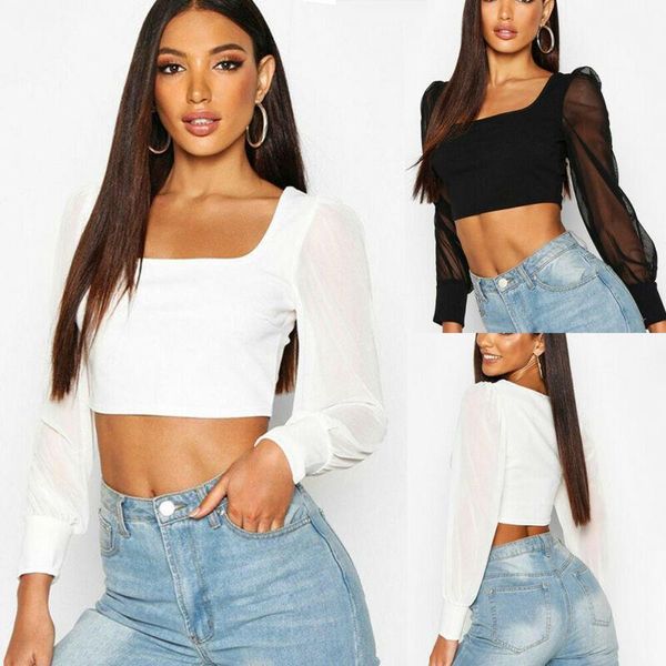women's t-shirt women ladies see through lace mesh sheer long sleeve party club holiday crop loose jumper pullover t shirt tee, White
women's t-shirt women ladies see through lace mesh sheer long sleeve party club holiday crop loose jumper pullover t shirt tee, White