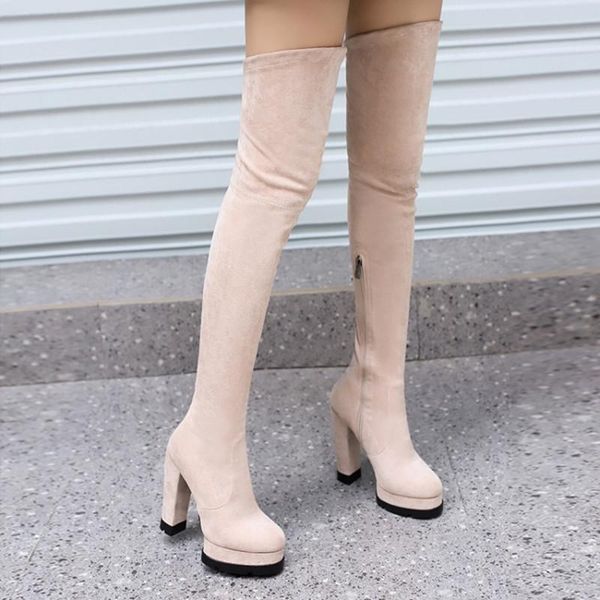 boots 2022 est fall winter thigh high for women party stretch elastic flock faux suede overtheknee ladies platform shoe, Black
boots 2022 est fall winter thigh high for women party stretch elastic flock faux suede overtheknee ladies platform shoe, Black