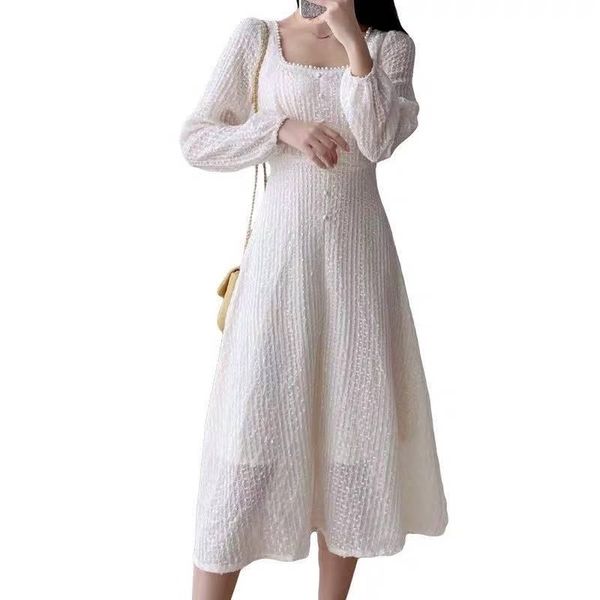 casual dresses 2021 spring korean-style french midi dress women square collar a-line slim waist elegant mid-length vestidos female, Black;gray
casual dresses 2021 spring korean-style french midi dress women square collar a-line slim waist elegant mid-length vestidos female, Black;gray