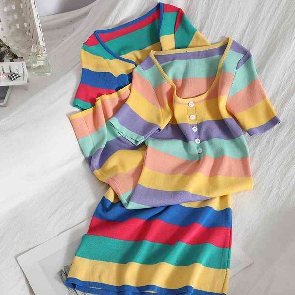 casual dresses knitted rainbow stripes slim sweet color matching dress summer casual buttoned hip knitted mini fashion x4es, Black;gray
casual dresses knitted rainbow stripes slim sweet color matching dress summer casual buttoned hip knitted mini fashion x4es, Black;gray