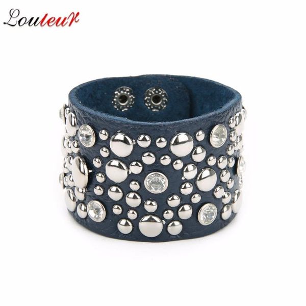 charm bracelets louleur punk round rivet stud wide cuff leather bangles gothic rock women crystal bileklik pulseiras, Golden;silver
charm bracelets louleur punk round rivet stud wide cuff leather bangles gothic rock women crystal bileklik pulseiras, Golden;silver