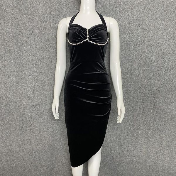 casual dresses black lace-up diamond bandage dress 2021 autumn women's velvet hanging neck fashion temperament irregular party, Black;gray
casual dresses black lace-up diamond bandage dress 2021 autumn women's velvet hanging neck fashion temperament irregular party, Black;gray