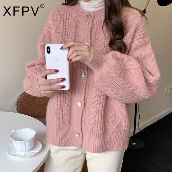 women's knits & tees xfpv 2021 autumn winter arrivals y2k long sleeve loose temperament twist knitted cardigan sweater coat women sm160, White
women's knits & tees xfpv 2021 autumn winter arrivals y2k long sleeve loose temperament twist knitted cardigan sweater coat women sm160, White