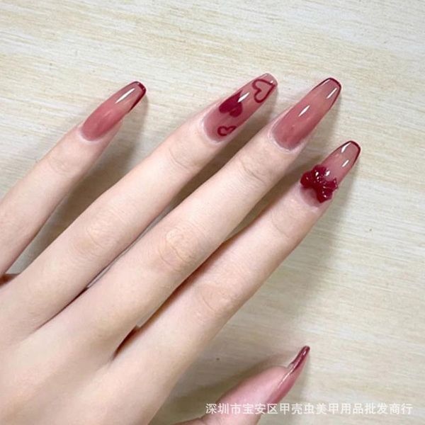 false nails 24pcs bow nail patch love heart printed plum color glue type removable long paragraph fashion manicure sana889, Red;gold
false nails 24pcs bow nail patch love heart printed plum color glue type removable long paragraph fashion manicure sana889, Red;gold