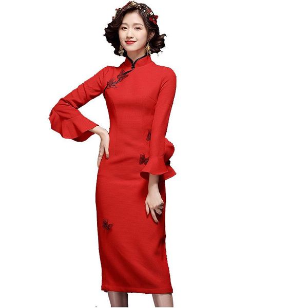 casual dresses women spring fashion flare sleeve stand collar retro chinese-style improved cheongsam dress female elegant red qipao party, Black;gray
casual dresses women spring fashion flare sleeve stand collar retro chinese-style improved cheongsam dress female elegant red qipao party, Black;gray