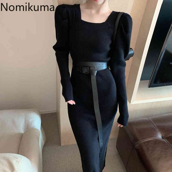 nomikuma knitted basic dresses new square collar puff long sleeve women sweater dress belt slim waist elegant vestido 6d175 210427, Black;gray
nomikuma knitted basic dresses new square collar puff long sleeve women sweater dress belt slim waist elegant vestido 6d175 210427, Black;gray