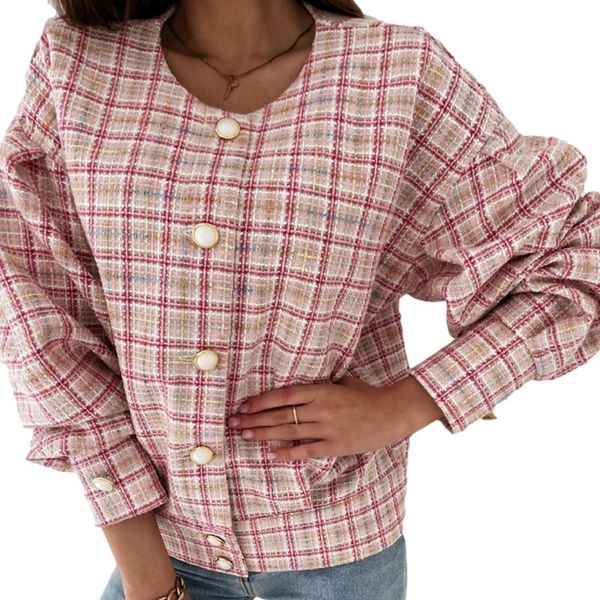women's jackets women fashion plaid print button-up short coat, casual single-breasted loose fit long sleeve o-neck jacket for spring,, Black;brown
women's jackets women fashion plaid print button-up short coat, casual single-breasted loose fit long sleeve o-neck jacket for spring,, Black;brown