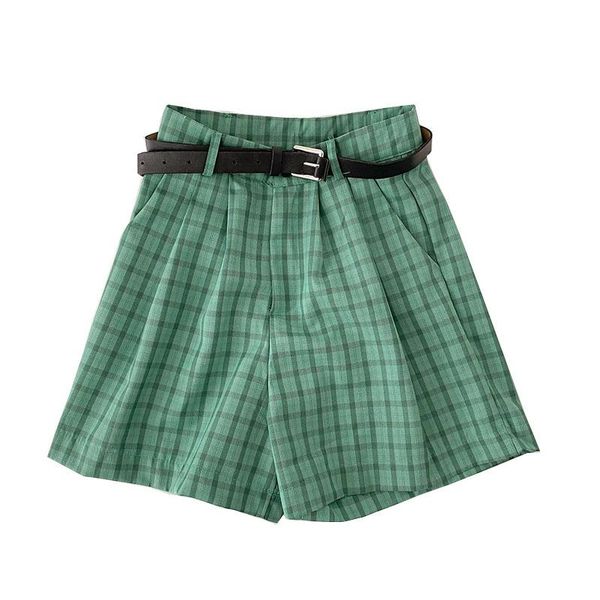 women's shorts summer style korean temperament wild loose high waist retro plaid casual women, White;black
women's shorts summer style korean temperament wild loose high waist retro plaid casual women, White;black