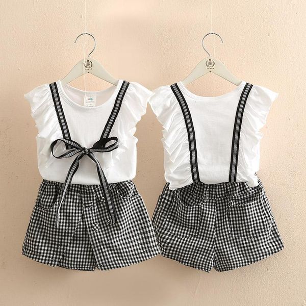 clothing sets baby plaid suit 2021 summer girl children's children flying sleeve shorts, White
clothing sets baby plaid suit 2021 summer girl children's children flying sleeve shorts, White