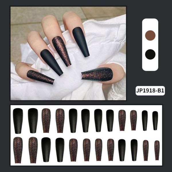 false nails 24pcs/box glitter black full cover manicure tool coffin nail tips fake long ballerina tip wearable, Red;gold
false nails 24pcs/box glitter black full cover manicure tool coffin nail tips fake long ballerina tip wearable, Red;gold