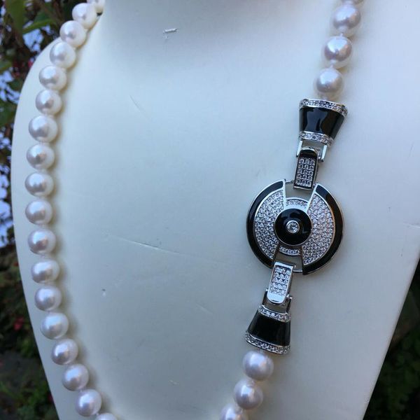 chains handmade 8-9mm white freshwater cultured pearl micro inlay zircon accessories pendant sweater necklace 55cm, Silver
chains handmade 8-9mm white freshwater cultured pearl micro inlay zircon accessories pendant sweater necklace 55cm, Silver