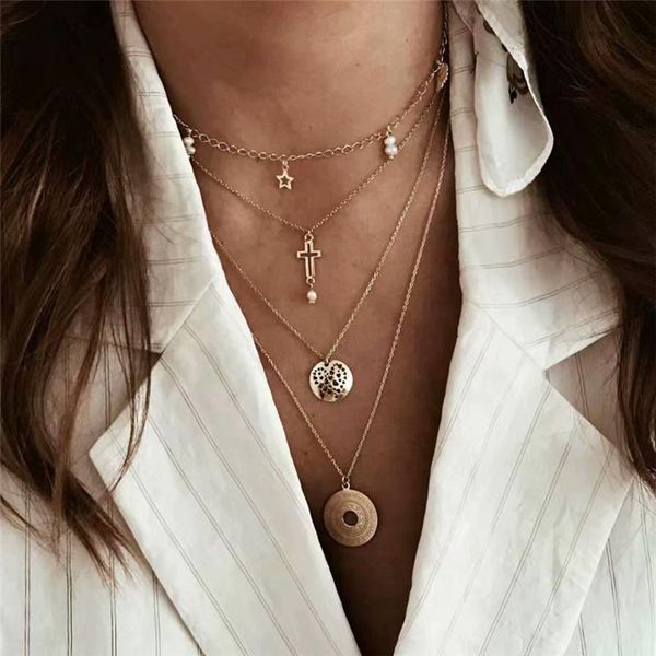 pendant necklaces fashion gold multi layer for women bohemian geometric long charm chain necklace choker jewelry wholesale gifts, Silver
pendant necklaces fashion gold multi layer for women bohemian geometric long charm chain necklace choker jewelry wholesale gifts, Silver