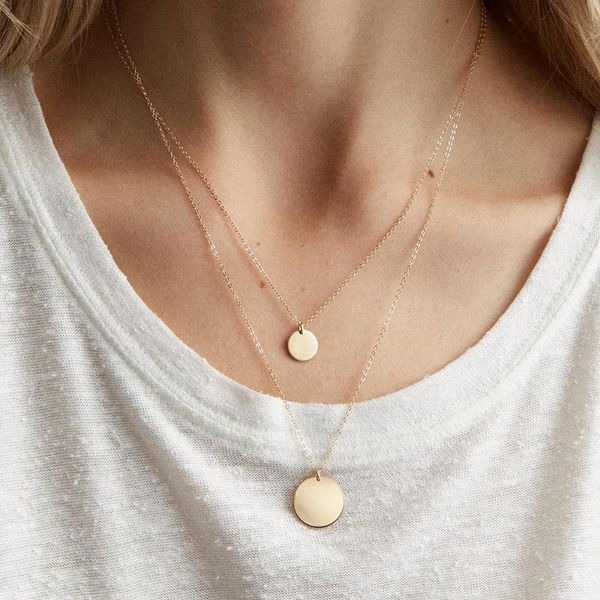 stainless steel long round necklace for women gold color coin pendants chain double layered choker chains, Silver
stainless steel long round necklace for women gold color coin pendants chain double layered choker chains, Silver