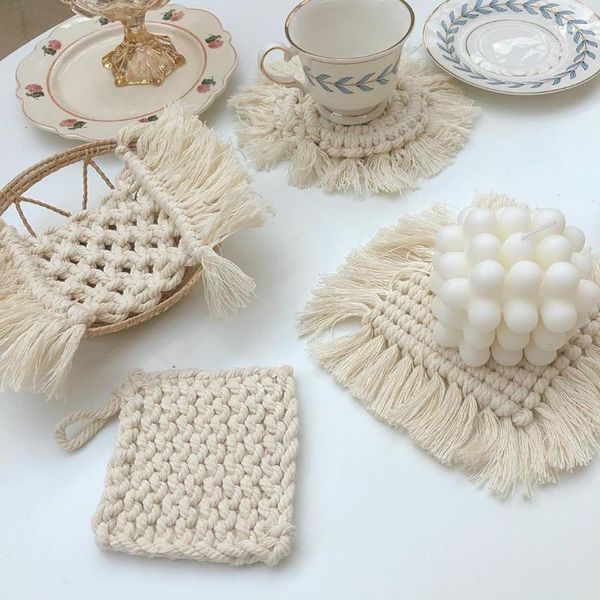 table runner nordic hand made tassel cotton woven dining mat heat insulation pot holder coffee drink tea cup placemats
table runner nordic hand made tassel cotton woven dining mat heat insulation pot holder coffee drink tea cup placemats
