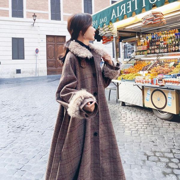 women's wool & blends plaid woolen coat womens mid-length korean-style loose-fit 2021 winter elegant over-the-knee overcoat /40, Black
women's wool & blends plaid woolen coat womens mid-length korean-style loose-fit 2021 winter elegant over-the-knee overcoat /40, Black