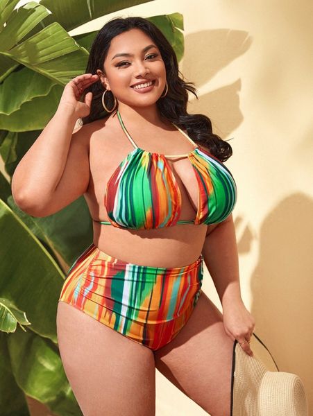 plus allover print halter high waisted bikini swimsuit a3au#, Black
plus allover print halter high waisted bikini swimsuit a3au#, Black