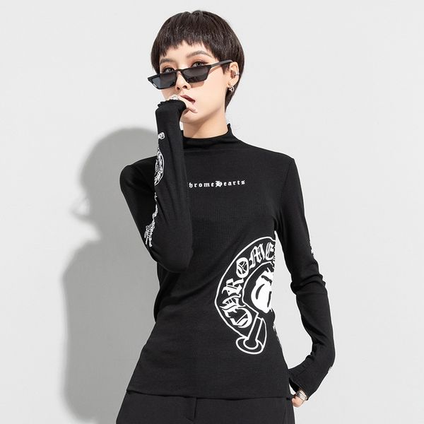65% off outlet online store dark black t-shirt bottom coat autumn and winter new women's semi high collar printing slim long sleeve, White
65% off outlet online store dark black t-shirt bottom coat autumn and winter new women's semi high collar printing slim long sleeve, White