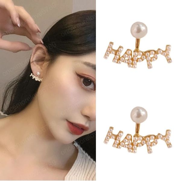 letter happy pearl stud earrings for women office korean fashion street jewelry lady earring girl gift brincos, Golden;silver
letter happy pearl stud earrings for women office korean fashion street jewelry lady earring girl gift brincos, Golden;silver