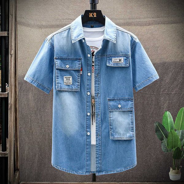 denim shirt men cotton jeans shirt fashion summer slim short sleeve cowboy shirt stylish wash slim asian multiple pockets p0812, White;black
denim shirt men cotton jeans shirt fashion summer slim short sleeve cowboy shirt stylish wash slim asian multiple pockets p0812, White;black
