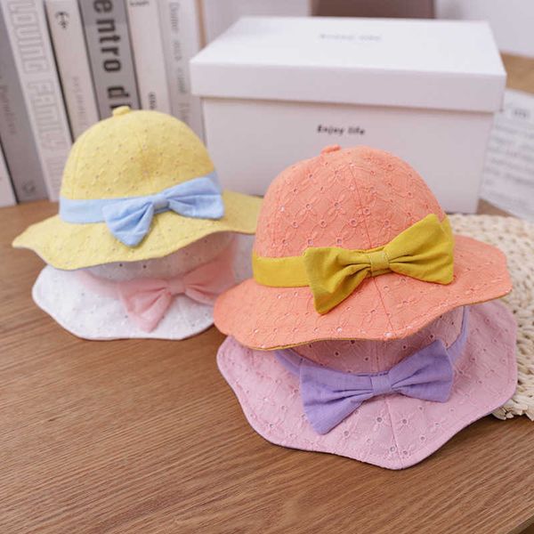 children hat spring and autumn thin cotton baby girl fisherman color matching bow summer sunshade basin, Yellow
children hat spring and autumn thin cotton baby girl fisherman color matching bow summer sunshade basin, Yellow