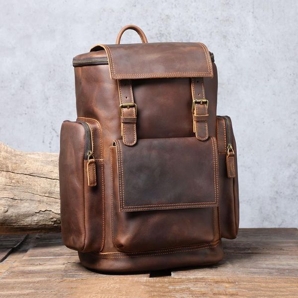 backpack large-capacity crazy horse leather lapgenuine zipper &hasp simple outdoor brown travel bag ld789
backpack large-capacity crazy horse leather lapgenuine zipper &hasp simple outdoor brown travel bag ld789