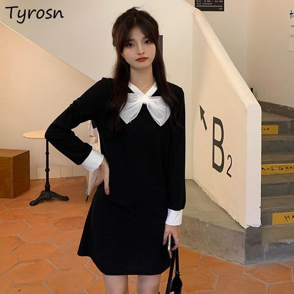 casual dresses women long sleeve above knee patchwork elegant lady big bow sweet tender french style trendy lovely female retro teens, Black;gray
casual dresses women long sleeve above knee patchwork elegant lady big bow sweet tender french style trendy lovely female retro teens, Black;gray