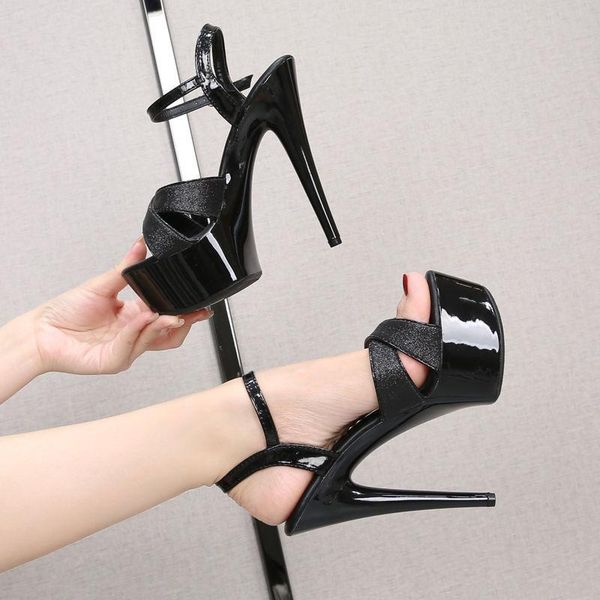 sandals cm 15cm ultra high heel nightclub platform women's shoes thin t catwalk steel sandal for woman stilettos pole dance, Black
sandals cm 15cm ultra high heel nightclub platform women's shoes thin t catwalk steel sandal for woman stilettos pole dance, Black