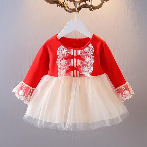 girl's dresses 2021 autumn infant baby girls for toddler cute long sleeve bow 1 year birthday princess dress born girl clothes, Red;yellow
girl's dresses 2021 autumn infant baby girls for toddler cute long sleeve bow 1 year birthday princess dress born girl clothes, Red;yellow