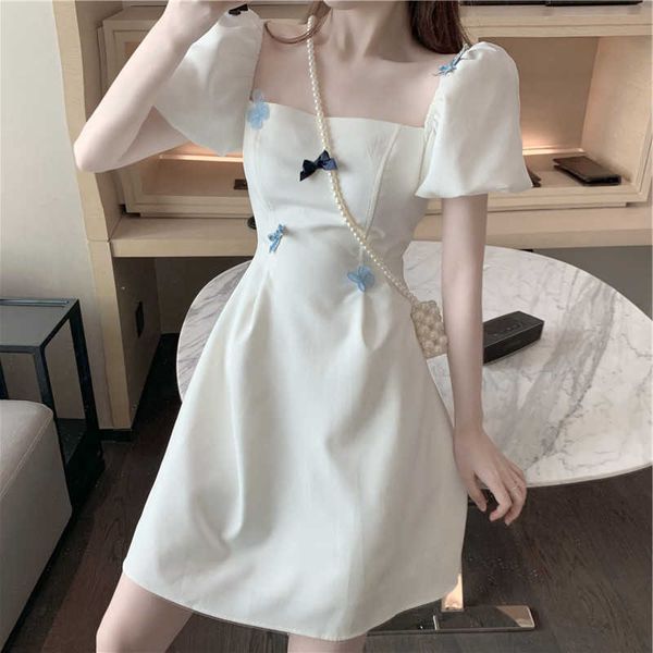 fang xia collar temperament a-line short skirt bow waist slim french care machine white bubble sleeve drs, Black
fang xia collar temperament a-line short skirt bow waist slim french care machine white bubble sleeve drs, Black