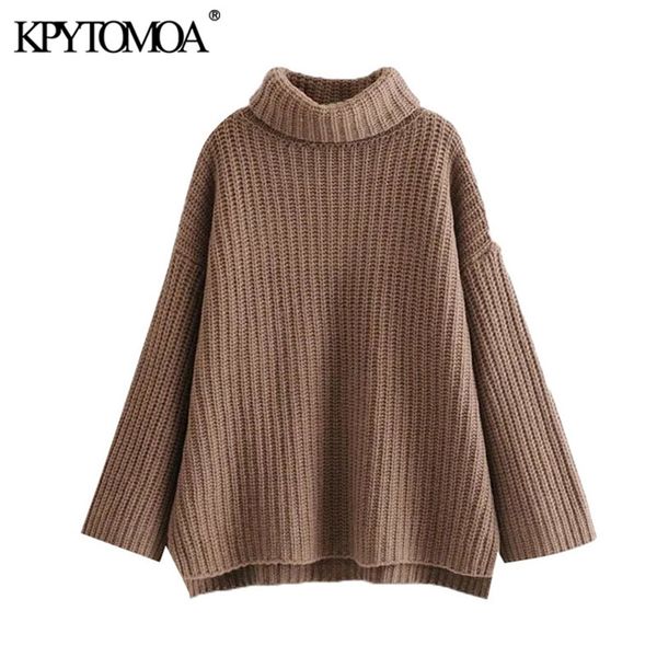 women fashion thick warm oversized knitted sweaters vintage high neck long sleeve female pullovers chic 210421, White;black
women fashion thick warm oversized knitted sweaters vintage high neck long sleeve female pullovers chic 210421, White;black