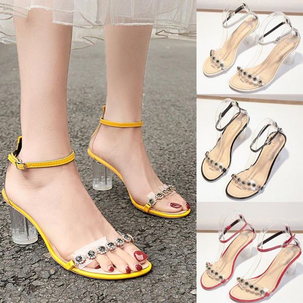 women's fish mouth transparent high heels sandals buckle strap rhinestone shoes summer women, Black
women's fish mouth transparent high heels sandals buckle strap rhinestone shoes summer women, Black