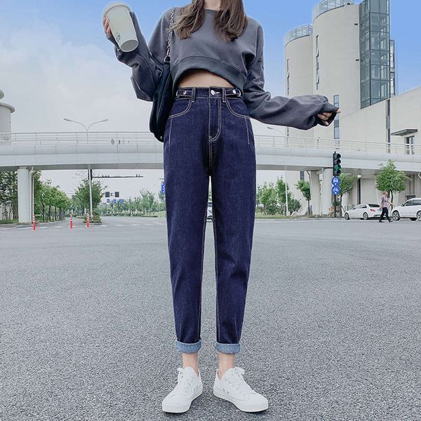 tube loose summer thin autumn blue high waist radish pants fashion