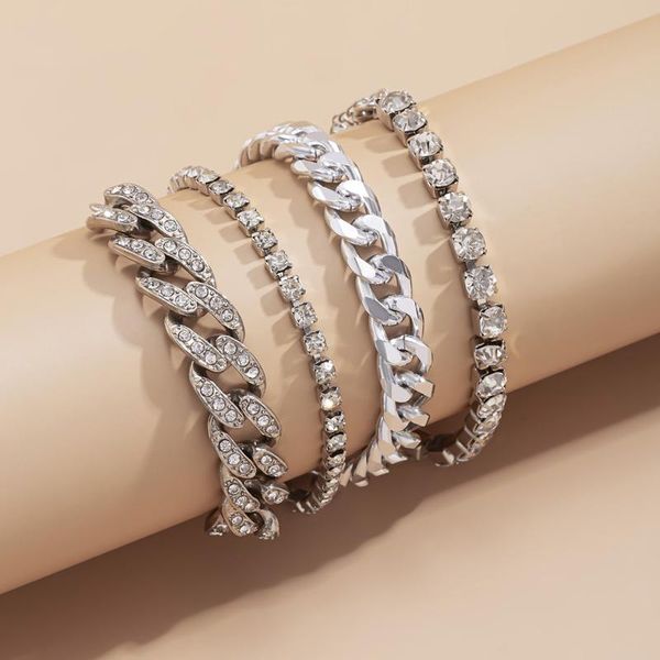 link, chain drop bing bracelet set full of diamonds cuban trend metal diamond women for gift, Black
link, chain drop bing bracelet set full of diamonds cuban trend metal diamond women for gift, Black
