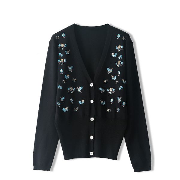 women's sweaters long-sleeve embroidered cardigan with sequins, vintage female sweater knitted a v-neck for spring and autumn, luxuriou, White;black
women's sweaters long-sleeve embroidered cardigan with sequins, vintage female sweater knitted a v-neck for spring and autumn, luxuriou, White;black