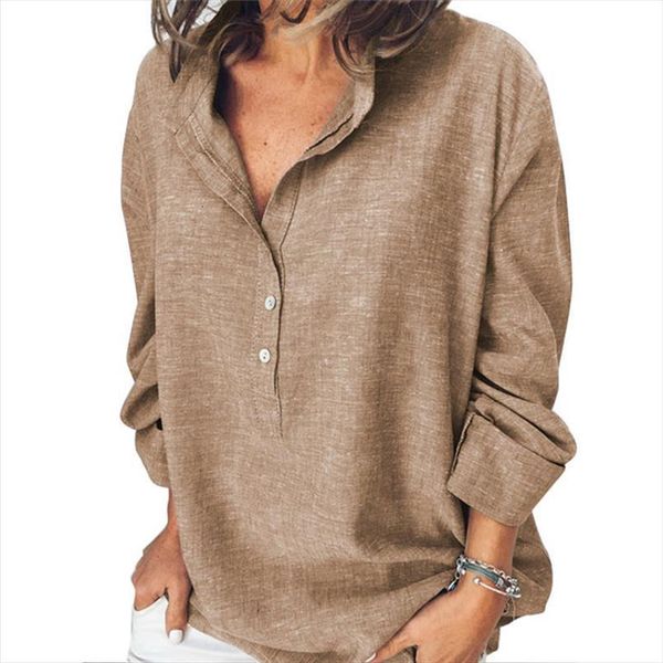 fashion vintage solid color autumn womens blouses long sleeve button casual loose o neck shirts breathable blouse, White
fashion vintage solid color autumn womens blouses long sleeve button casual loose o neck shirts breathable blouse, White