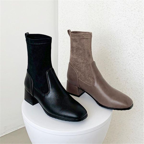boots 2021 winter fashion women ankle square toe block low heels designer elastic sock lady, Black
boots 2021 winter fashion women ankle square toe block low heels designer elastic sock lady, Black