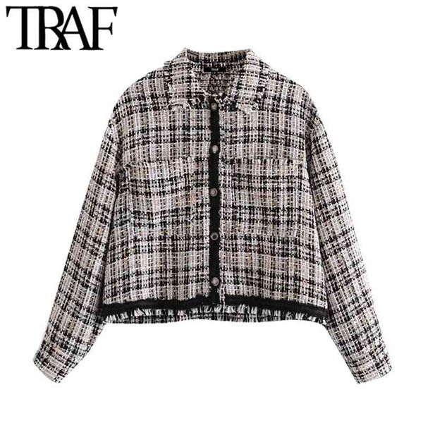 women fashion patchwork denim tweed jacket coat vintage long sleeve frayed trims female outerwear chic 210507, Black;brown
women fashion patchwork denim tweed jacket coat vintage long sleeve frayed trims female outerwear chic 210507, Black;brown