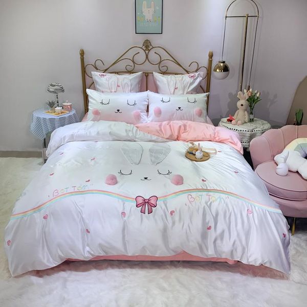 bedding sets cute cartoon embroidery silk cotton girl set king double duvet cover bed linen pillowcases home textile
bedding sets cute cartoon embroidery silk cotton girl set king double duvet cover bed linen pillowcases home textile