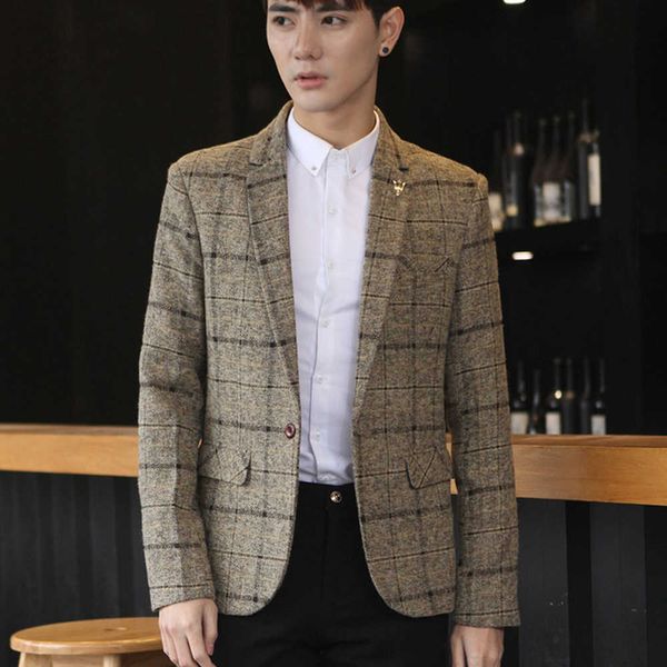 brand spring plaid men blazers fashion casual suit jacket wedding business dress coat street wear social jacket blazer masculino 210527, White;black
brand spring plaid men blazers fashion casual suit jacket wedding business dress coat street wear social jacket blazer masculino 210527, White;black