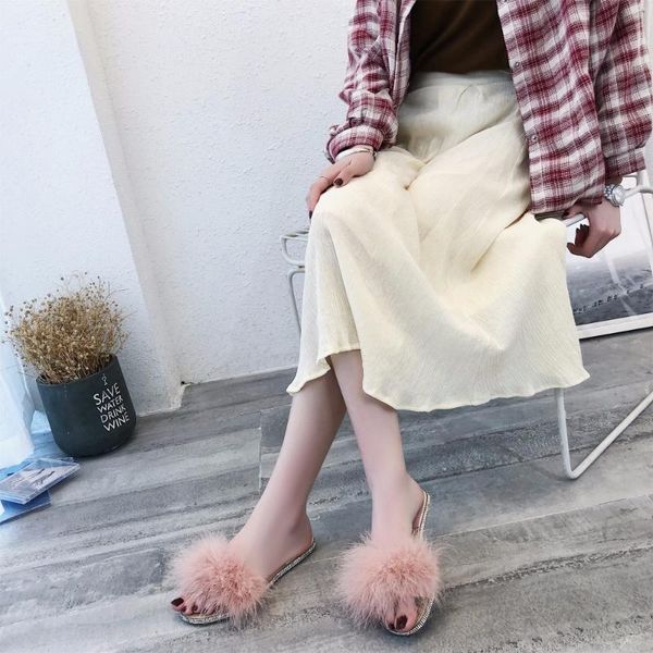 slippers fur furry slide sweet feather flat bottom beach female sandals hair flip flops women home outside crystal shoes m717, Black
slippers fur furry slide sweet feather flat bottom beach female sandals hair flip flops women home outside crystal shoes m717, Black