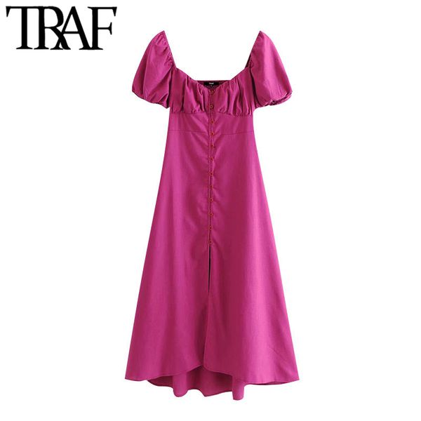 traf women chic fashion with buttons linen midi dress vintage v neck puff sleeve back elastic female dresses vestidos 210415, Black;gray
traf women chic fashion with buttons linen midi dress vintage v neck puff sleeve back elastic female dresses vestidos 210415, Black;gray