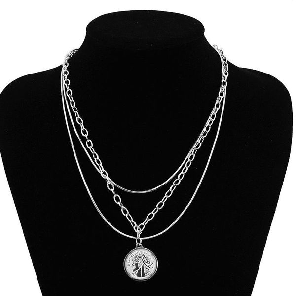 pendant necklaces necklaceship-hop personalitythree-layeredclaviclechainnecklace stainless steel portrait necklace vibrato net red, Silver
pendant necklaces necklaceship-hop personalitythree-layeredclaviclechainnecklace stainless steel portrait necklace vibrato net red, Silver