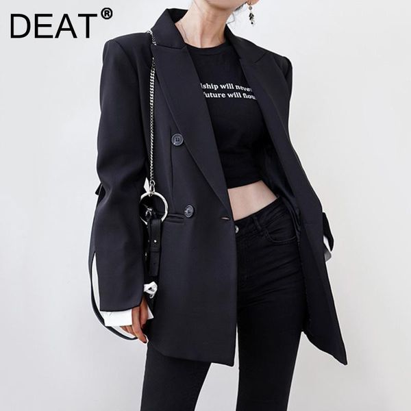 women's suits & blazers deat woman blazer hit color cuff bandage notched collar long sleeve double breasted casual style jacket 2021 su, White;black
women's suits & blazers deat woman blazer hit color cuff bandage notched collar long sleeve double breasted casual style jacket 2021 su, White;black