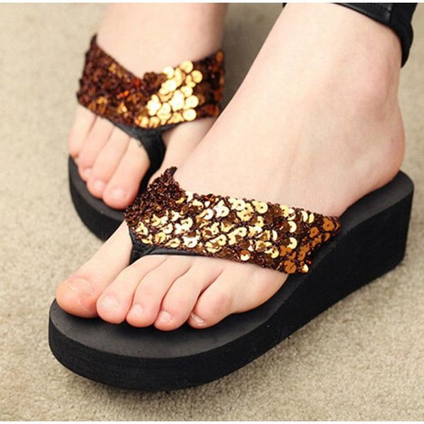 summer fashion women's slippers sequins anti-slip wedges slides sandals indoor outdoor 4.5cm heels platform flip-flops, Black
summer fashion women's slippers sequins anti-slip wedges slides sandals indoor outdoor 4.5cm heels platform flip-flops, Black