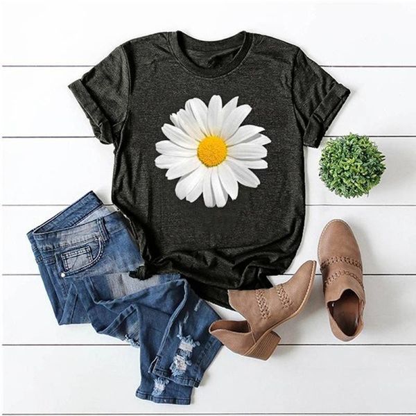 women's t-shirt 2021 summer t shirt sunflower printed women loose style tee female middle sleeve casual o-neck 17 colors, White
women's t-shirt 2021 summer t shirt sunflower printed women loose style tee female middle sleeve casual o-neck 17 colors, White