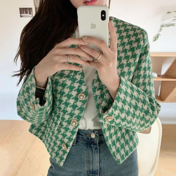 women's jackets oneimirry crop coats women fashion houndstooth chic pearl buttons long sleeve korean slim outerwear female clothing, Black;brown
women's jackets oneimirry crop coats women fashion houndstooth chic pearl buttons long sleeve korean slim outerwear female clothing, Black;brown
